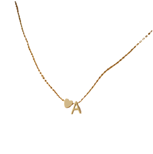 Serenity Heart Initial Necklace and bracelet for Women 14K Gold Plated