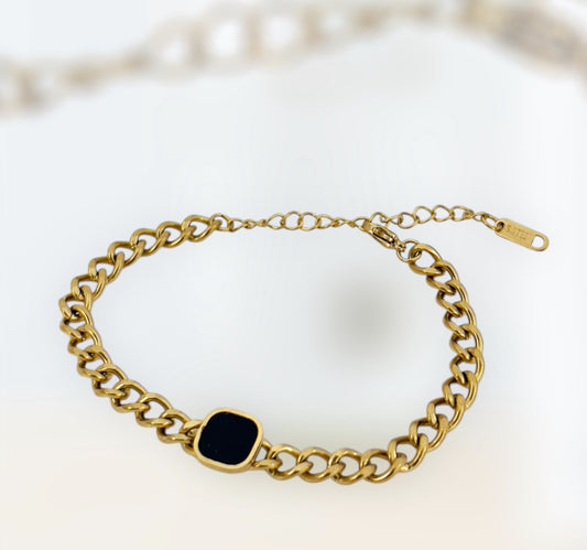 Serenity Chain Design Black Square Bracelet